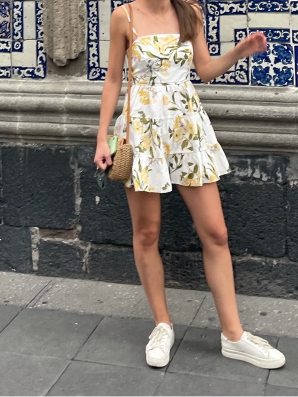 BB Dakota by Steve Madden White Mini Dress with Yellow Floral Print - Picture 2 of 6